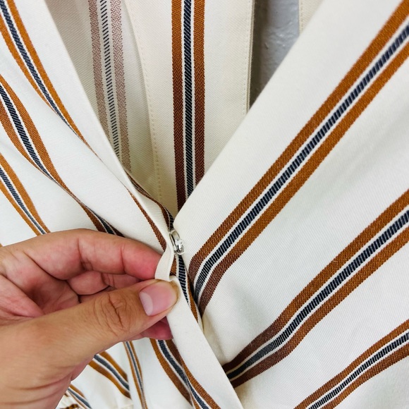 Maje Rayure Leni Striped Peplum Smocked Romper - Picture 5 of 9